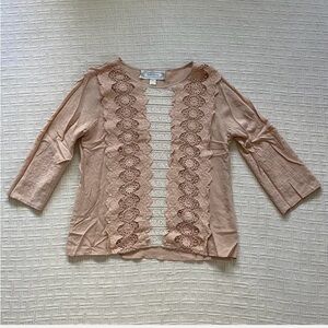 Beyond Vintage tan lace top.